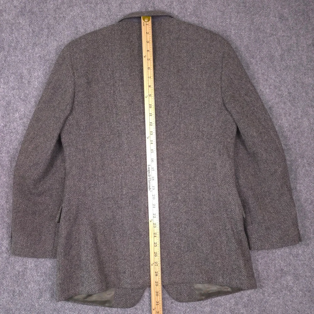 VTG American Craftsmen Blazer Herringbone Tweed Mens 40R Grey Brown USA Academia